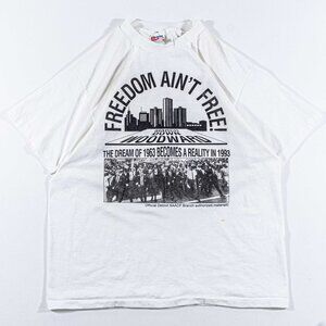 Vtg 90s Detroit NAACP Shirt L March Down Woodward Freedom Aint Free Civil Rights